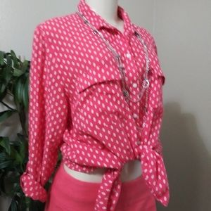 GAP relaxed top Long sleeves Red/ White